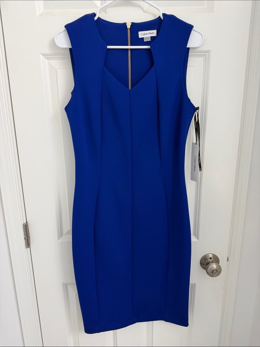 Calvin Klein Sleeveless Cobalt Sheath Dress size 10 NWT